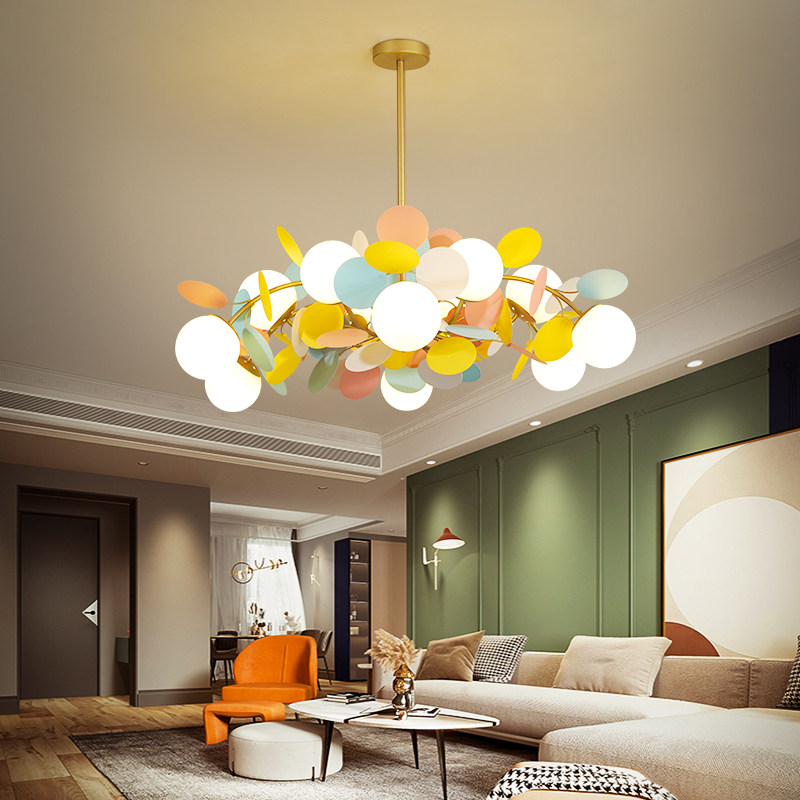 Nordic living room lamp chandelier modern minimalist creative personality restaurant lamp children's room girl ins net red bedroom lamp