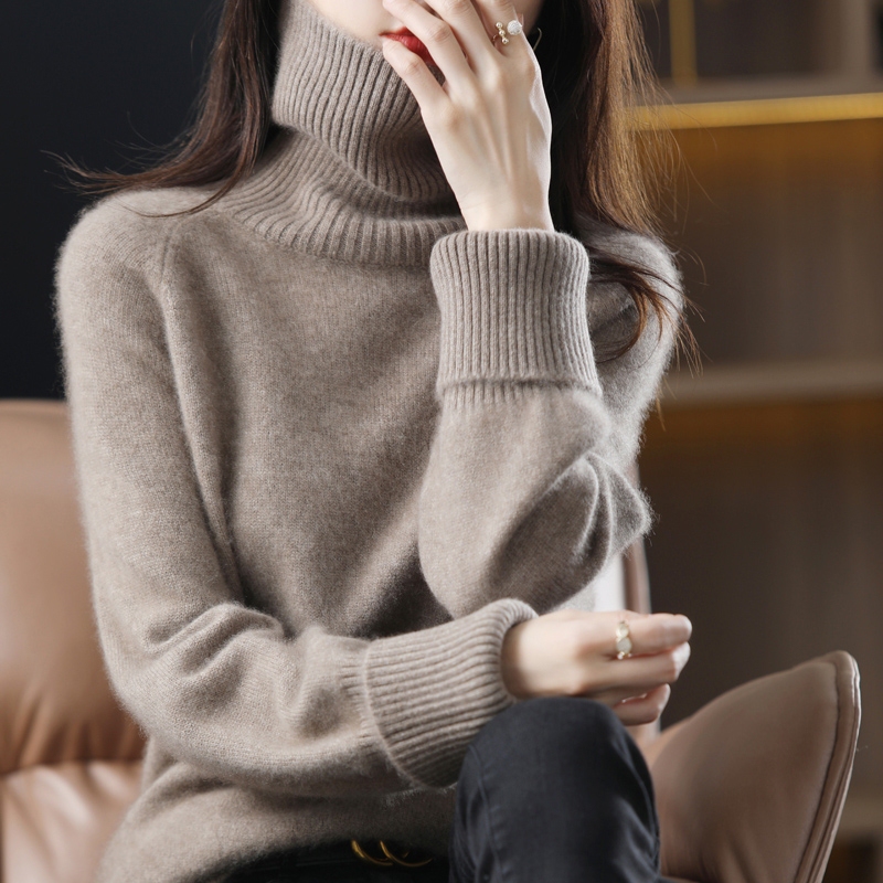 French-Style High-End Elegant Turtleneck Wool Sweater for Women, Thickened for Autumn and Winter, Pullover, Warm and Slimming