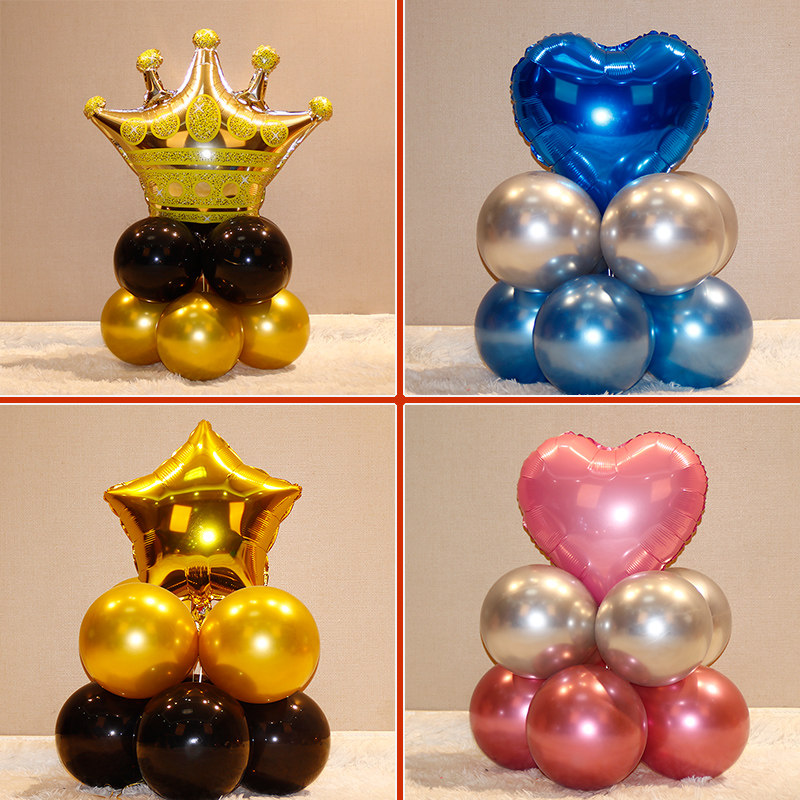 Metal black and white theme birthday stage atmosphere decoration Road lead balloon column scene decoration party bar