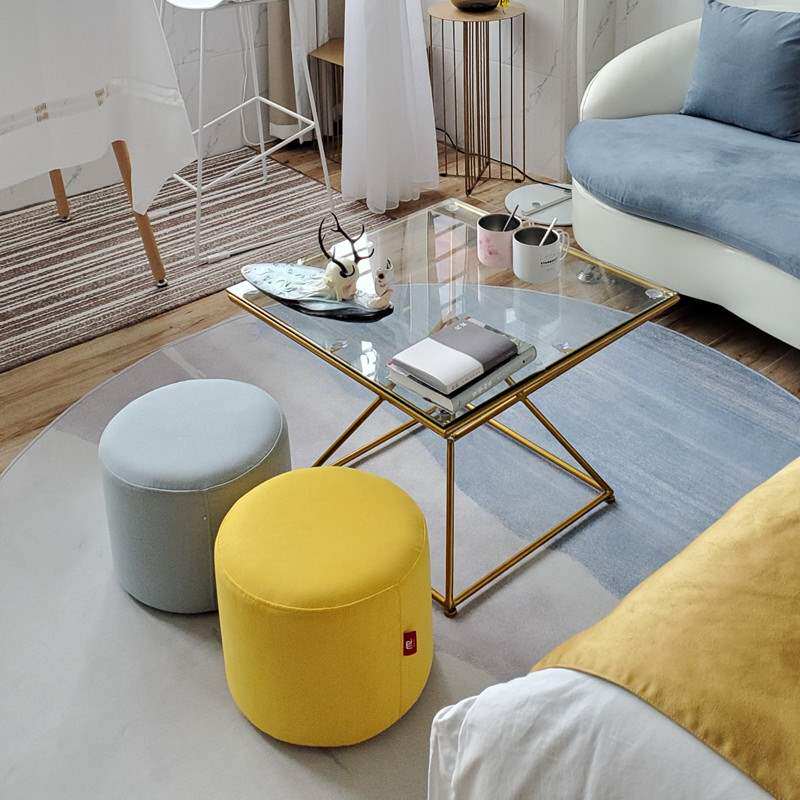Modern minimalist tempered glass tea table golden Nordic iron art living room decent board room sofa creative personality small family