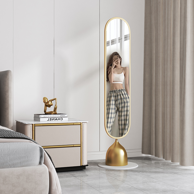 Home full-body mirror rotatable storage and hanging clothes one light luxury Nordic style bedroom fitting floor mirror