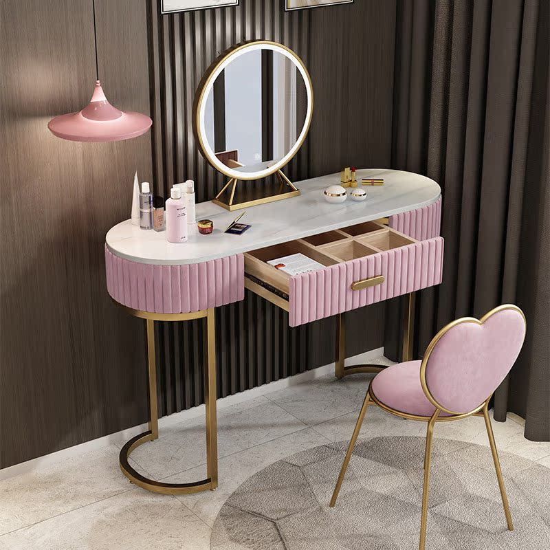 Nordic Marble Makeup Bench Storage Cabinet Integrated Bedroom Modern Minima Small Household Type Tennis Red Ins Wind Makeup Table