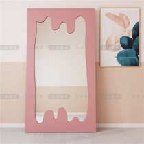 Full Body Wearing Clothing Mirror Clothing Shop Online Red Girl Bedroom Minimalist Audition Glasses Home Ins Floor Mirror Modern Mirrors