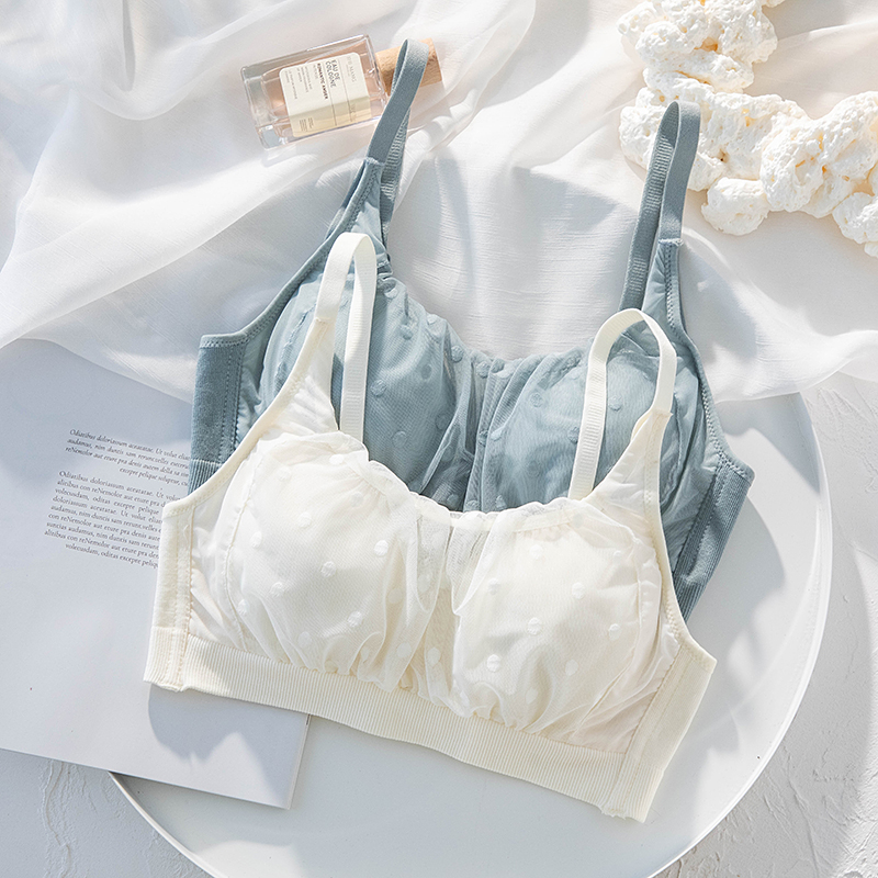 Pure-intent students high school thin chest thin chest and small steel-free ring bra suit