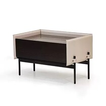 Modern Nordic leisure saddle leather cabinet Villa master bedroom simple bedside cabinet storage cabinet metal wood furniture customization