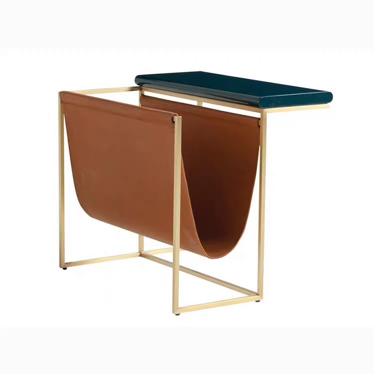 Nordic modern saddle leather model room creative simple magazine rack display stand living room sofa side several storage shelves