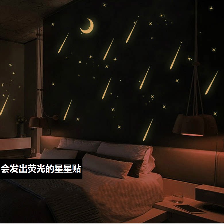 Night Stickers Permanent Light Children's Room Room Room Creative Romantic Star Moon Night Adhesive Decorative Wall Stickers