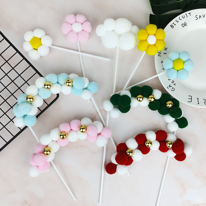 Birthday Cake Decoration Plug-in plug-in net Red Cloud Dairy Ball Arches Stars Moon Loving Flag Baking Accessories-Taobao