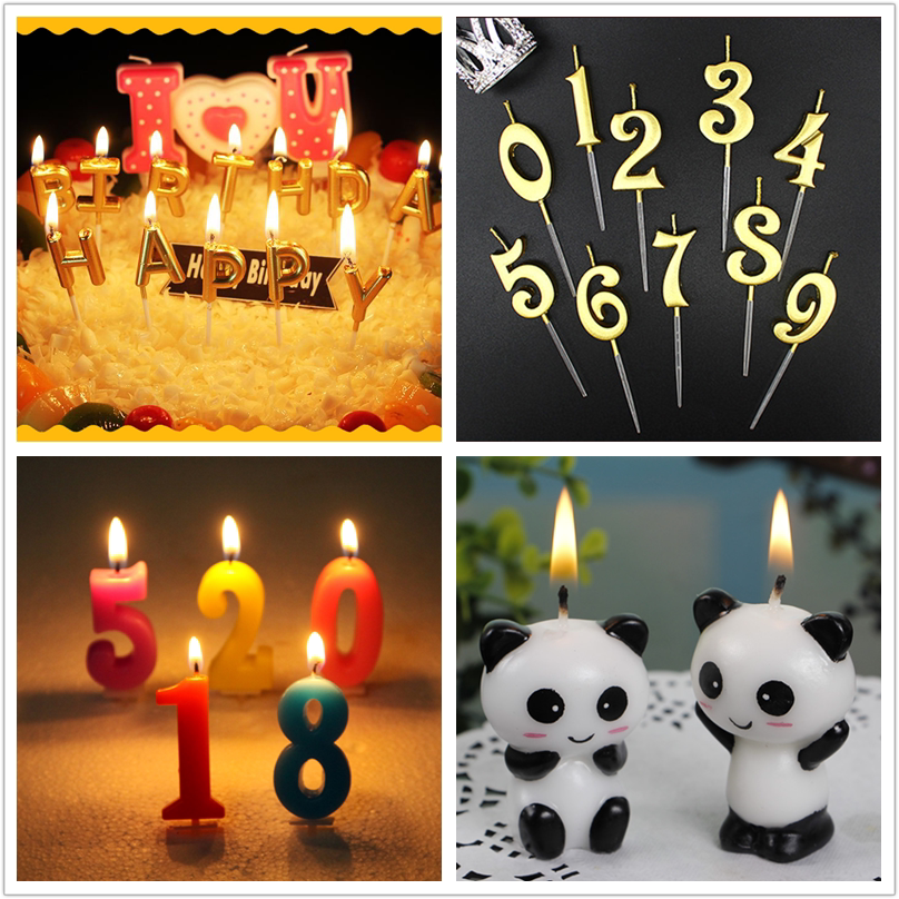Birthday Cake Number Candle Alphabet Smokeless and Tasteless Internet Celebrity Children's Birthday Party Baking Decoration Candle Plug-in