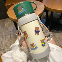 Student large capacity thermos cup female with lid can drink cup simple creative portable outdoor anti-drop crossbody Cup male