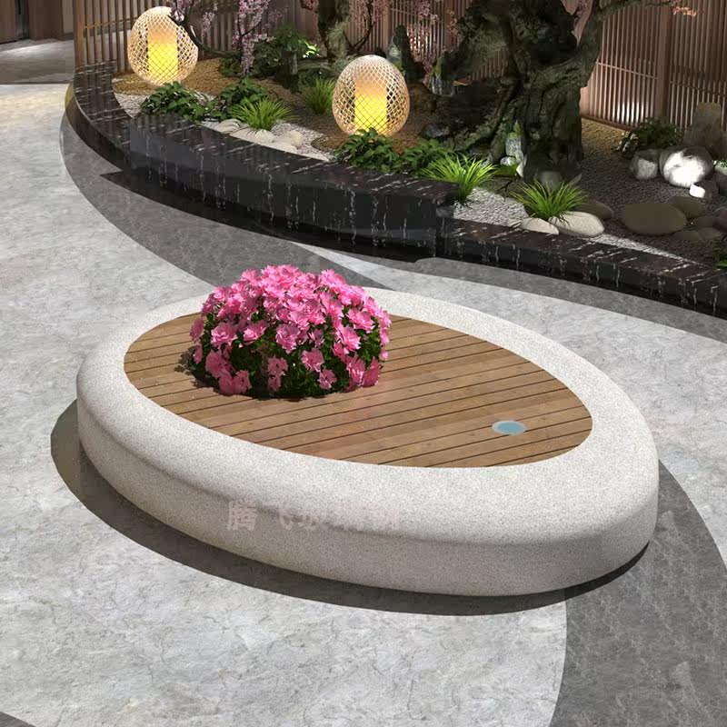 Outdoor fiberglass garden-shaped tree pool seat park square leisure chair hospital public rest area stool customization