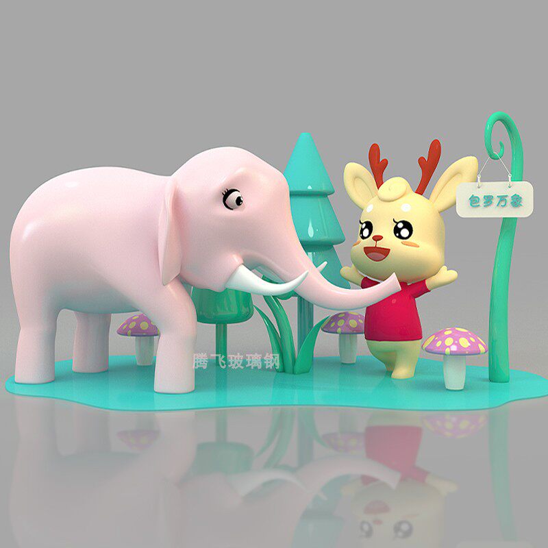 Fiberglass Cartoon Sculpture Shopping Mall DP Point Meichen Interactive Outdoor Landscape Commercial Real Estate Animal Ornament Customization