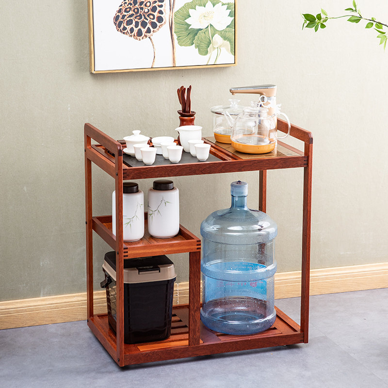 Mobile solid wood tea car small tea table tea water cabinet induction cookware integrated home Ujinshi tea tray tea set Set of tea table