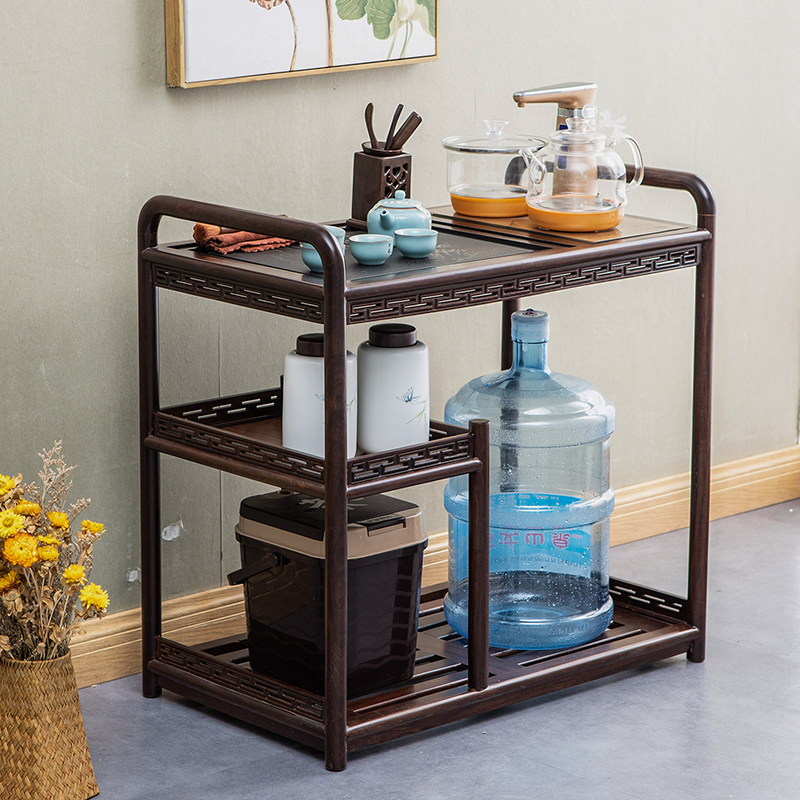 Black sandalwood mobile small tea table tea table minimalist tea side cabinet induction stove burning water pot integrated uginstone tea water car