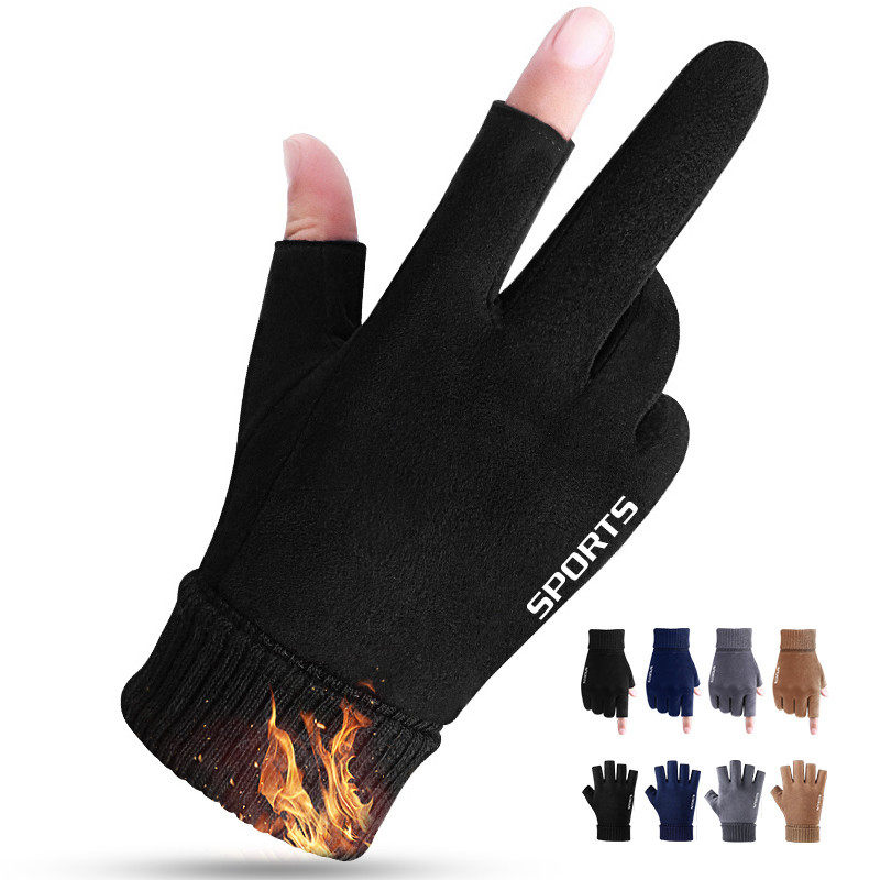 Japan glove men's autumn winter riding gush warm winter men's bike missed two fingers and half finger touch screen glove female