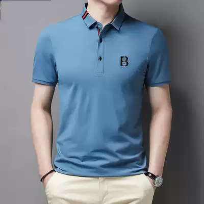Hong Kong high-end polo shirt men's short-sleeved cotton lapel business casual trend brand men's slim trend casual T-shirt