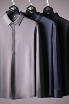 High-end ice silk shirt mens long sleeve summer thin mens business dress premium feel non-iron non-hot shirt ls