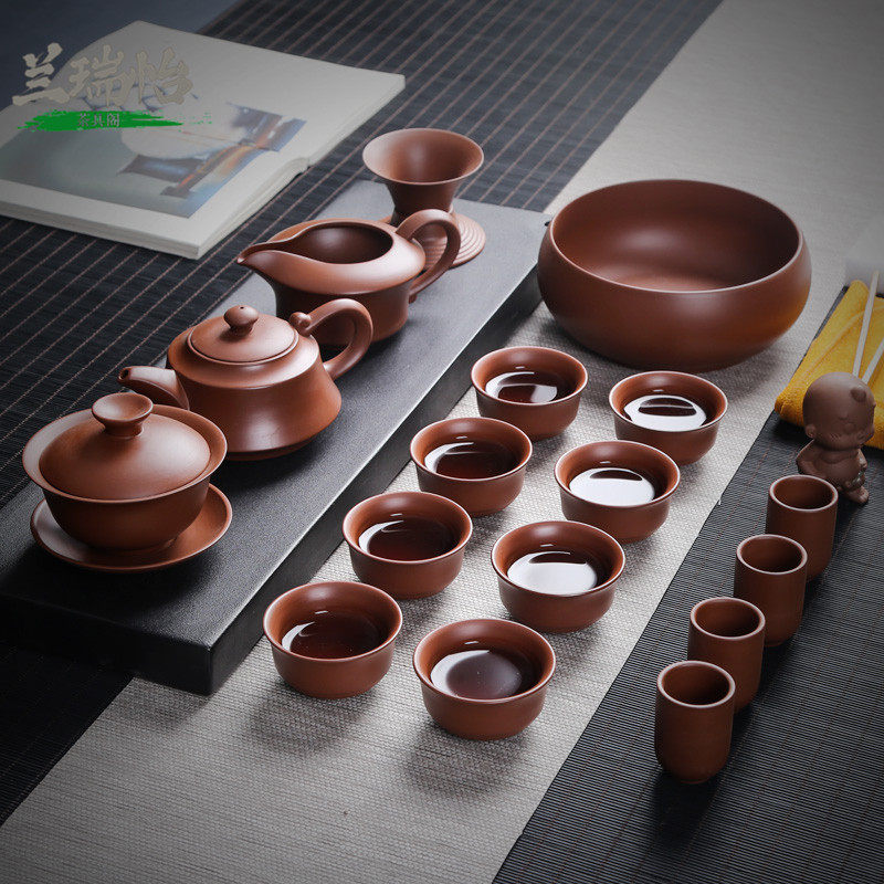LAREEY Yixing Yixing Mine Purple Sand Kung Fu Tea Set for household high-end teapot cover cup tea wash set