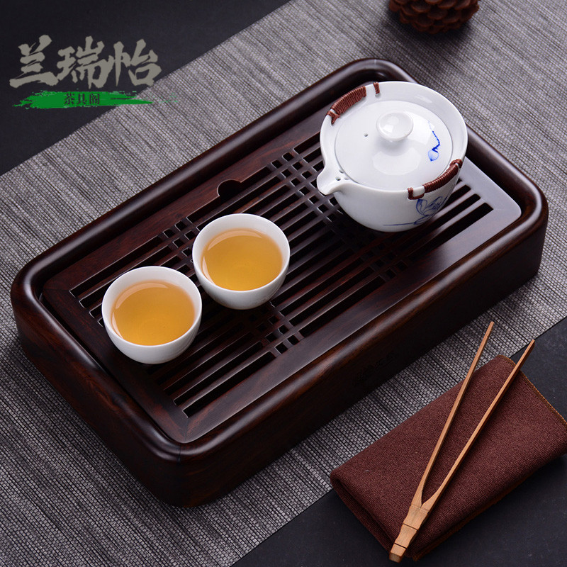 LAREEY Black sandalwood tea set household tea Tokung fu tea set office guest storage tea table