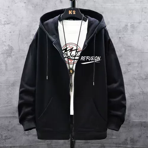 Осенняя демисезонная цветная толстовка с капюшоном, вместительный и большой спортивный кардиган, куртка для отдыха, в корейском стиле, большой размер