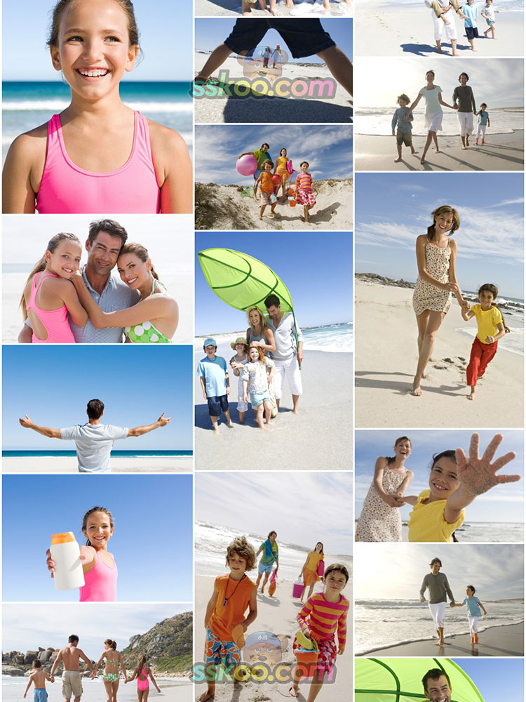 海滩家庭沙滩度假海边游玩聚会互动特写图库图片高清摄影照片素材插图9