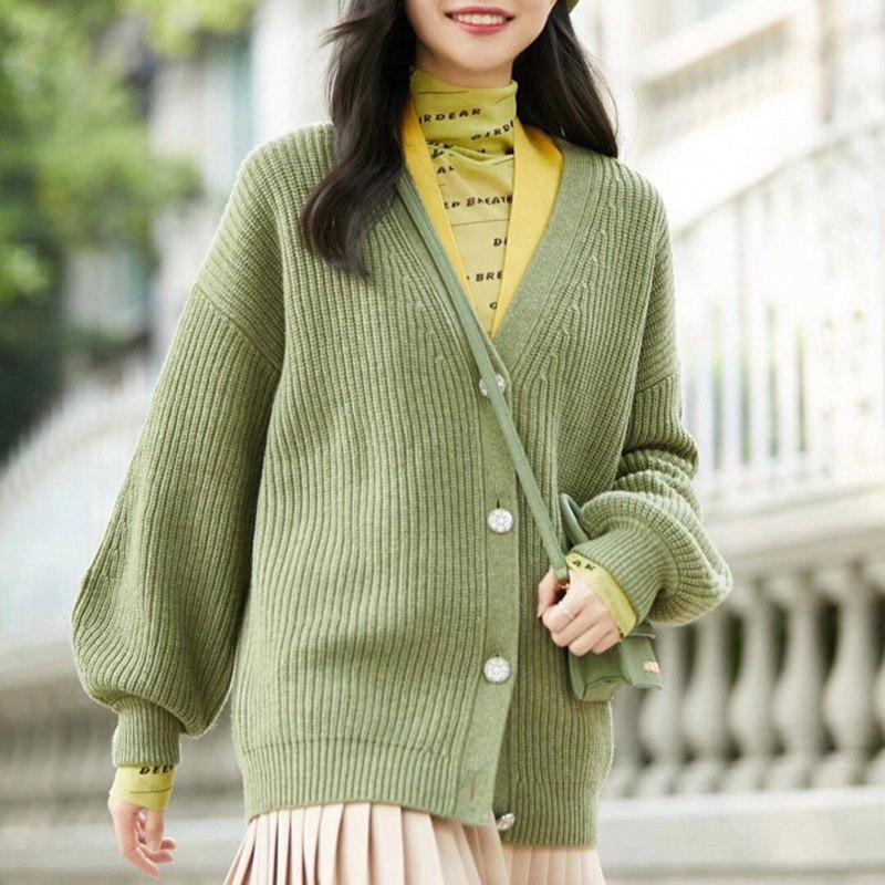 Year Armasch New Special 2022 Spring Autumn New Special Cabinet Women's Dress V Collar Wool Knit Cardiothic sweaters Long version of sweater