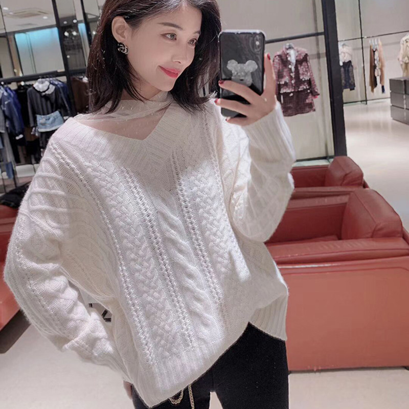 Year Amashxinte 2022 Spring and Autumn New Counter Loose College Wool Knit V-neck Sweater Women