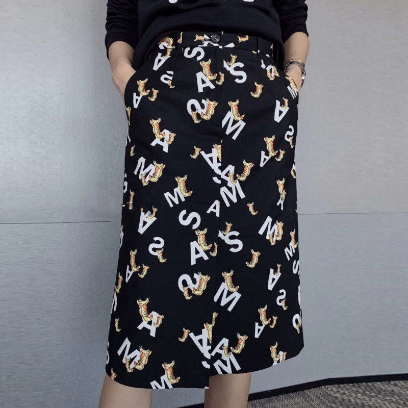 Year Amashxinte 2022 spring and summer new counter women's clothing printed letters split mid-length skirt women