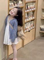 La Chapelle girls spring style dress baby girl printed knitted cardigan children versatile hanging peacebird