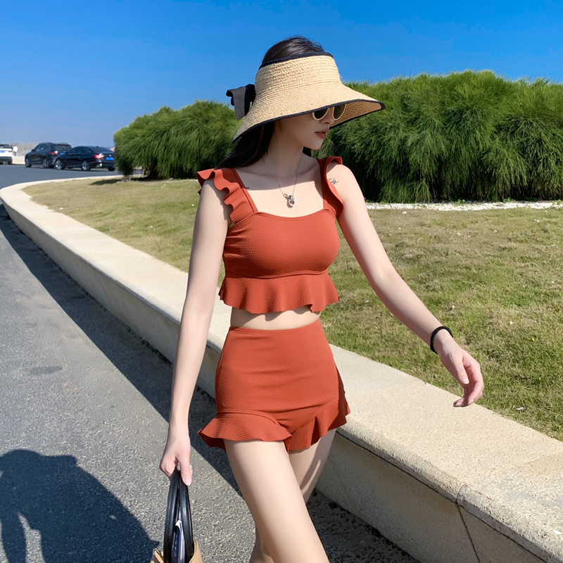 Swimsuit female Korean split two-piece conservative thin student fairy fan sexy bikini hot spring swimsuit