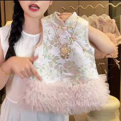 Girls' New Chinese-Style Cheongsam Princess Dress, Autumn New Model, First Birthday Dress, Toddler Girl Baby Hanfu Dress
