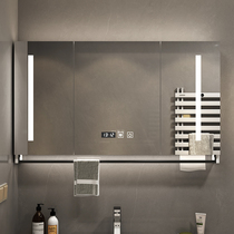 Smart bathroom mirror cabinet solid wood wall-mounted storage cabinet toilet with light vanity mirror storage bathroom storage rack