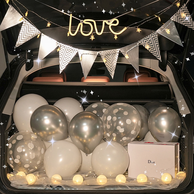 Car Trunk Surprise Birthday Daughter Decoration Gift Car Tailbox Suitors Wedding Table White Romantic Arrangement Traffic Caravan Exhibition