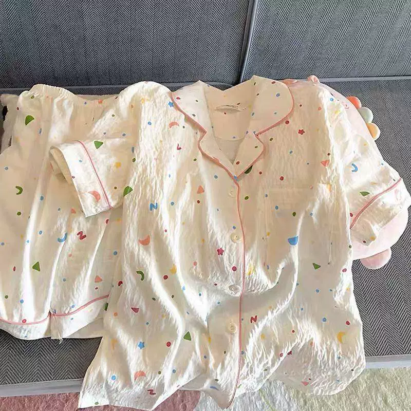 Хлопковая летняя пижама, милый тонкий набор