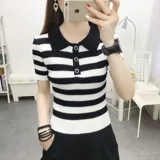 Футболка с коротким рукавом, трикотажная короткая летняя шелковая кукла, новая коллекция, в западном стиле