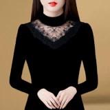 Утепленное кружевное шелковое приятное телу зимнее демисезонное термобелье, лонгслив, в западном стиле