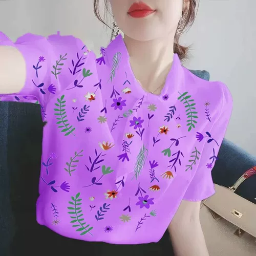 Модная элитная тонкая комфортная рубашка, цветочный принт, в западном стиле, короткий рукав