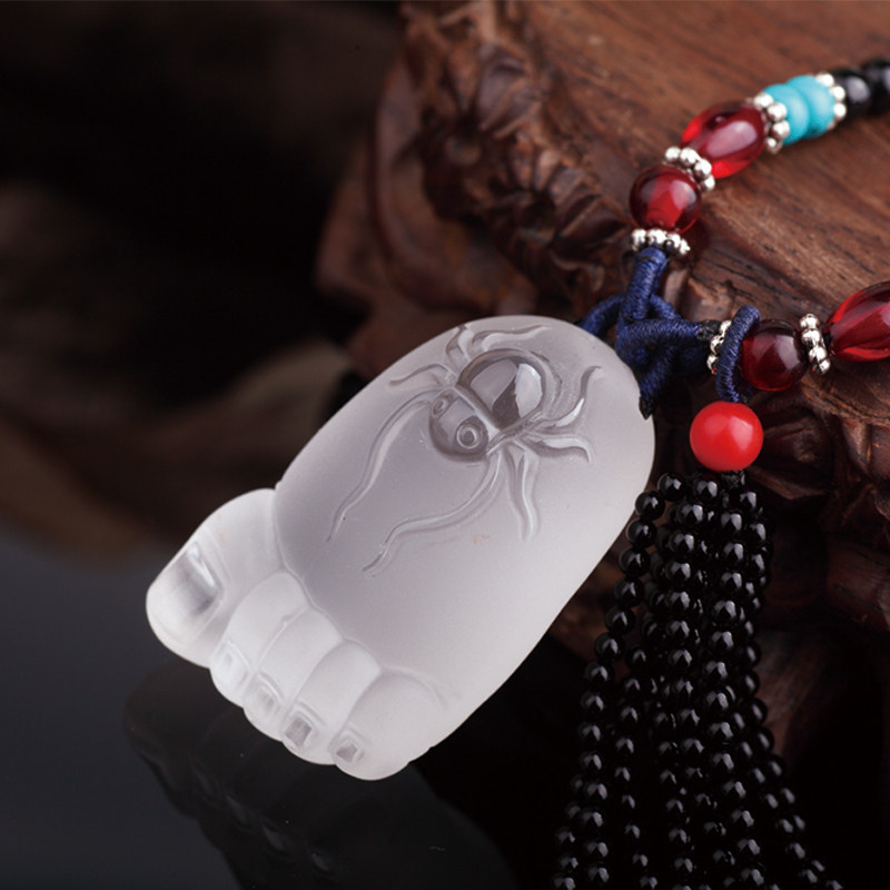 Car pendant creative high-grade white crystal content foot changle feet ya car pendant in and out of the peace charm car interior products