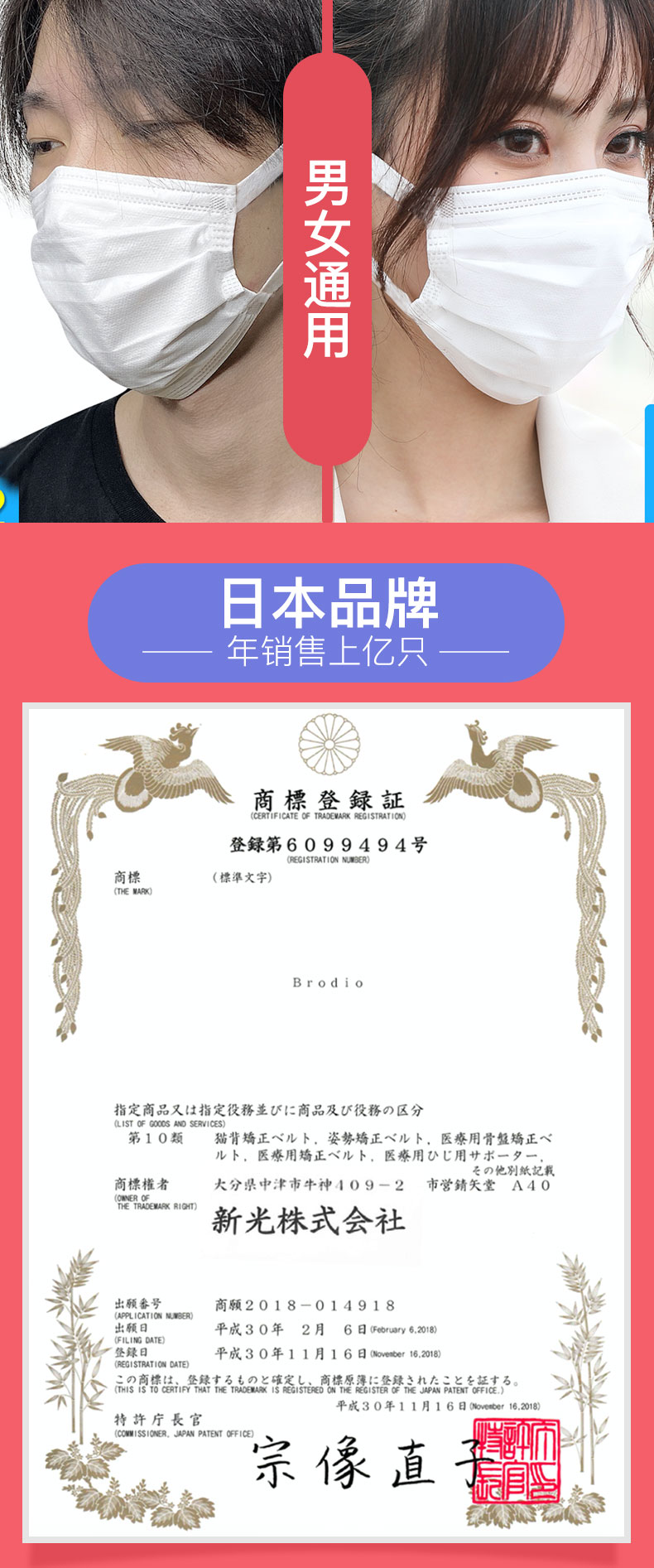 日本 Brodio 一次性防护口罩 50只 图3