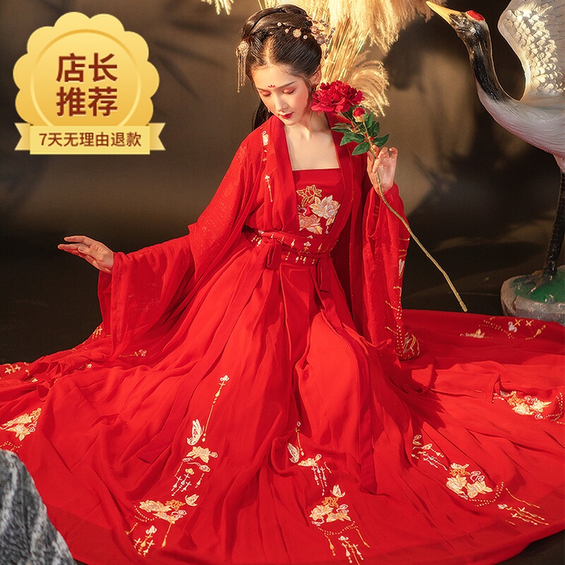 [Mei Jin] Fushengmeng Original Hanfu for Women, Heavy Embroidery, Full Set, Super Affordable, Fairy-Like Waist-Length Skirt 6m Flare
