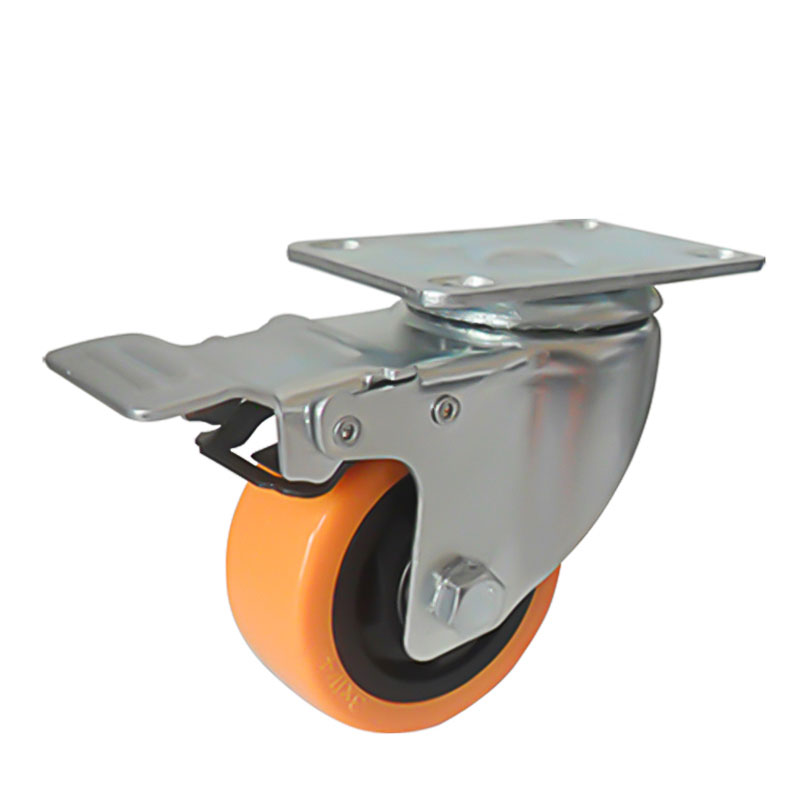 Polyurethane thickened caster furniture pulley flat belt brake wheel wheel heavy caster universal wheel