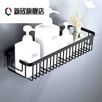 Space aluminum bathroom wall-mounted rectangular mesh basket bathroom single-layer deepened storage rack punch-free bath rack