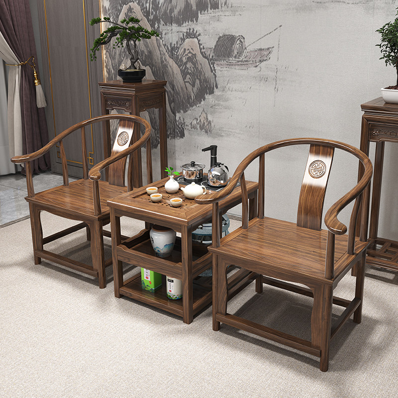 Tea cabinet round chair three-piece solid wood side table removable small coffee table small table corner table tea table locker