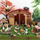 Children's Play House Toys Sand Table Ornaments Fence Accessories Farm Animal Micro Landscape Horse Sheep Cow Shed Pig Circle Fence
