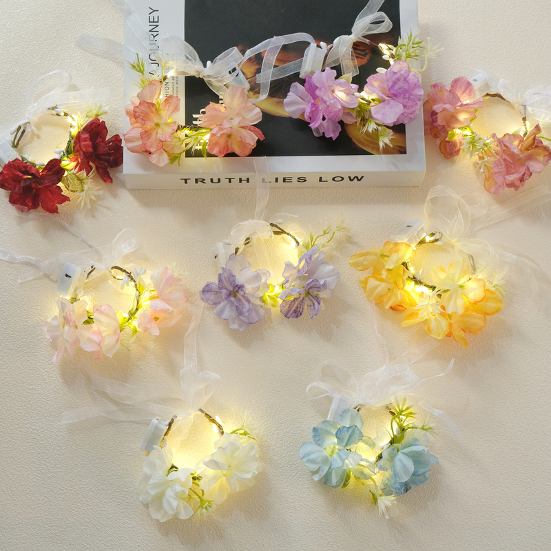 Children's Wrist Flower with Lights, Graduation Photo Props, Stage Performance Hand Flower, Girls Dancing Flower Bracelet