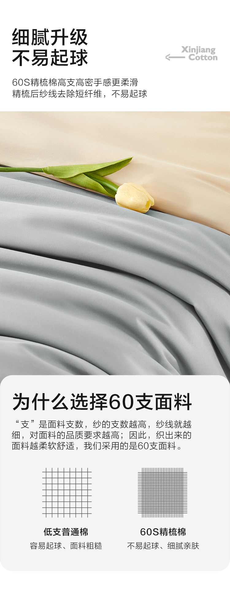 博洋生活 60支新疆长绒棉 床上四件套 1.2/1.5/1.8m 图5
