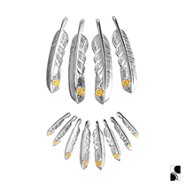 =silvarie=GOD SUNS Point K18 Gold Rose 950 Sterling Silver Feather Multi Size High Brightness Polished Pendant