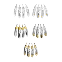 =silvarie=GOD SUNS Gold On Silver Dot Gold Rose Sunflower Fan Heart Shaped 950 Sterling Silver Feather Pendant