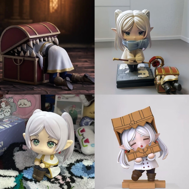 Cartoon Figure of Frieren in Winter Attire, Sitting Posture, Anime Peripheral Model, Gk Desktop Decoration, Car Ornament, Gift