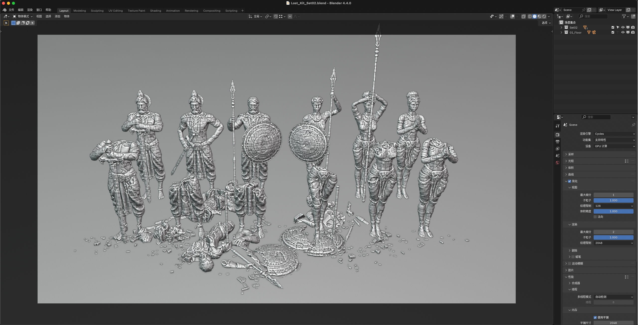 图片[9]-Blender古代遗迹神庙建筑雕像石柱石门人物3D模型FBX格式资产素材-cg男孩